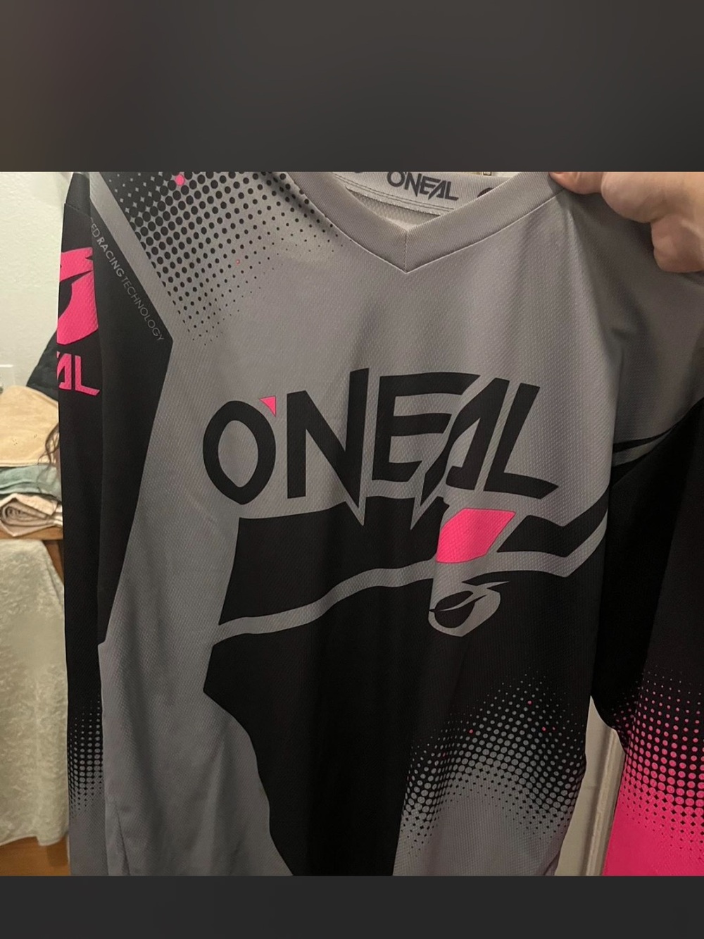 O'Neill Womens Gray Black Jersey with Pink Accents